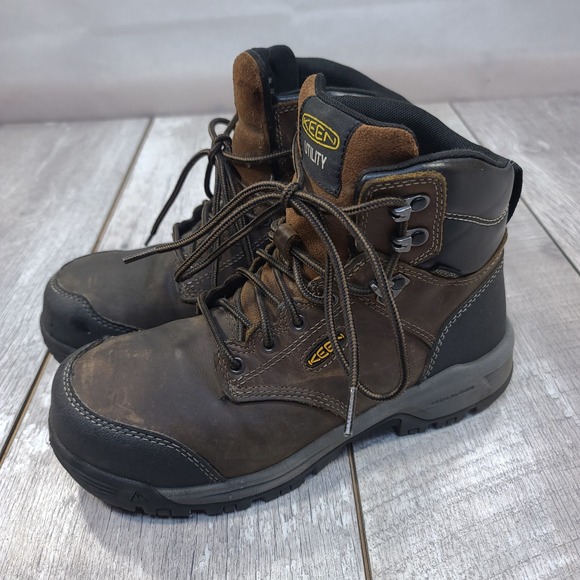 Keen Shoes - KEEN Utility Work Boots Women 8 Brown Waterproof Carbon Toe Leather Lace Up